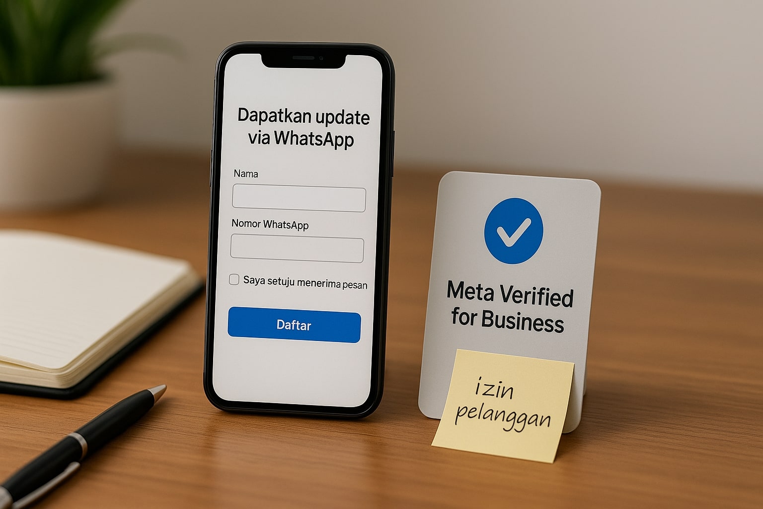 Contoh opt in WhatsApp dan verifikasi bisnis